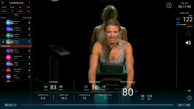 Instructor teaching a cycling class